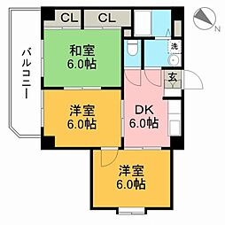 メゾンMiyaji 2階3DKの間取り