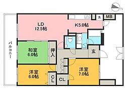 針木ガーデンヒルズ 2階3LDKの間取り