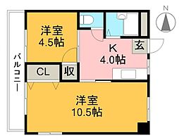 コーポ川江 2Kの間取図画像