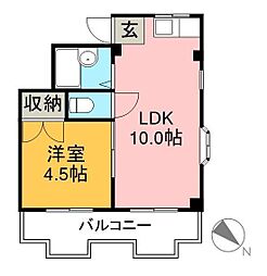 レジデンス優美1 1LDKの間取図画像
