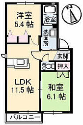 メゾントランキルB 2LDKの間取図画像