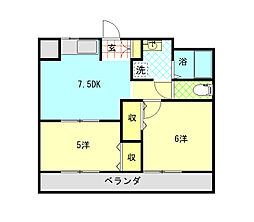 アート21 2DKの間取図画像