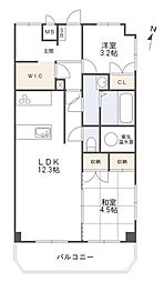 レジデンス大手前B 2LDKの間取図画像
