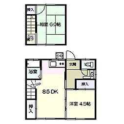 大津　貸家 2DKの間取り
