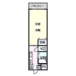 クレーデル高須 1Kの間取図画像
