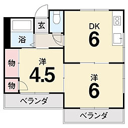 ハイツサンルート 3階2DKの間取り