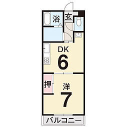 藤川マンション 1DKの間取図画像