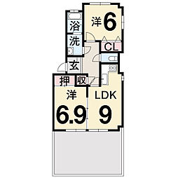 フォンテーヌ竹島 2LDKの間取図画像