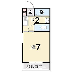 五常No.3 1Kの間取図画像