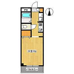 フィットハイム比島 2階ワンルームの間取り