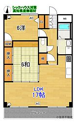プリンシピオ 3階2LDKの間取り
