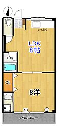 南比島ハイツ 1LDKの間取図画像