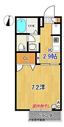 シャーメゾン比島B 1Kの間取図画像