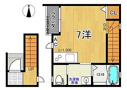 メリベル西門前B棟 ワンルームの間取図画像