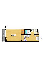 ベネフィットハリマヤ 2階1Kの間取り