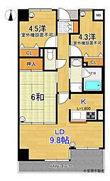 ダイアパレス高知ヌーベルヴュー 3LDKの間取図画像