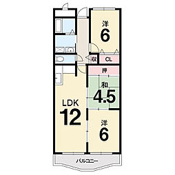 プロムナード万々 3LDKの間取図画像