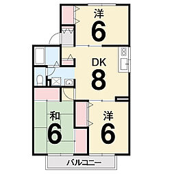 パークサイドアサヒB 3DKの間取図画像