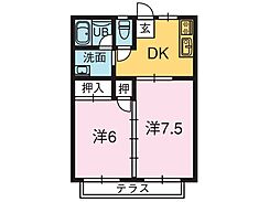 グリーンコーポ3 2DKの間取図画像