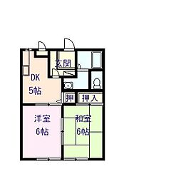 メゾントレビ12A 2DKの間取図画像