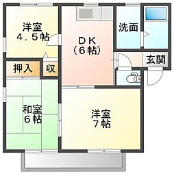 ディアスとも 2階3DKの間取り