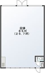 ワールドテラス 1階ワンルームの間取り