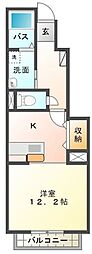 バリオン 1階1Kの間取り