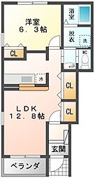 メゾン・ド・サンジェルマン 1階1LDKの間取り