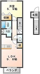 ジョリメゾン桜木A 1LDKの間取図画像