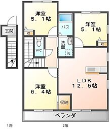 シャーメゾン西泉 2階3LDKの間取り