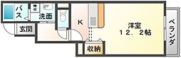 シームリーB 1Kの間取図画像