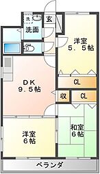 アロム藤 2LDKの間取図画像