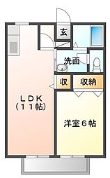 ベリィー・ブラッサム 1LDKの間取図画像