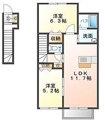 メゾン　ソレイユ 2階2LDKの間取り