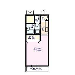 フォブール巴 1Kの間取図画像