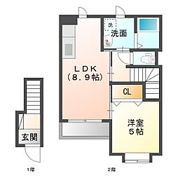 セイリングONE 2階1LDKの間取り