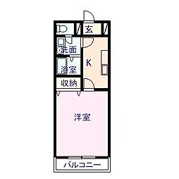 イーストリバー 1階1Kの間取り