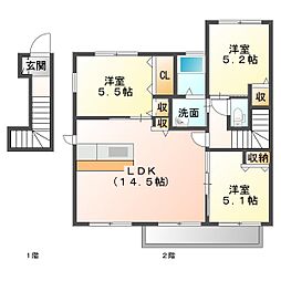 グランマスト郷 2階3LDKの間取り