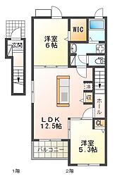 ベレ・フォンティーヌ 2階2LDKの間取り