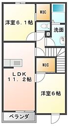 ラフレシールM 2階2LDKの間取り
