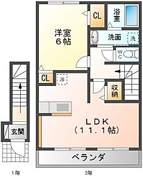アルバカーサ桜木 1LDKの間取図画像