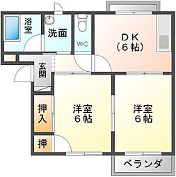 ファミール繁本A 2DKの間取図画像