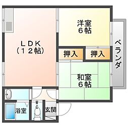 メゾンパストラル 2階2LDKの間取り