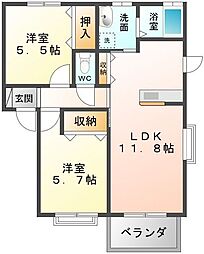 シャーメゾン国領A 2LDKの間取図画像