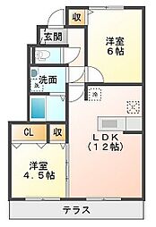 プランドール安岡3B 2LDKの間取図画像