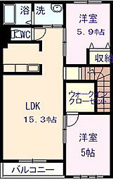 レジデンス萩生 2LDKの間取図画像