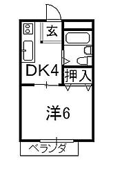 メゾン・スクウェアK・M 1Kの間取図画像
