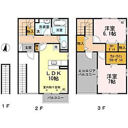 リオン 2階2LDKの間取り