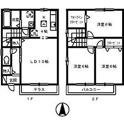 リビングタウン万々B 3LDKの間取図画像