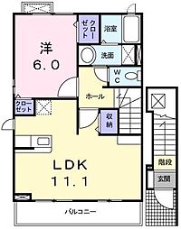 アパショナード 2階1LDKの間取り